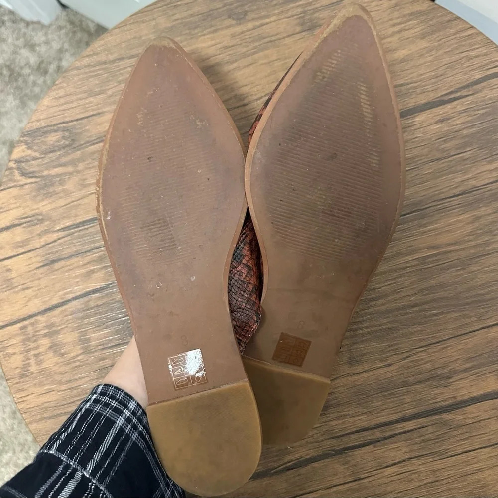 Madewell Mules 8 The Emilia Mule in Snake Embossed Leather Slip On Brown Slides - Picture 12 of 14